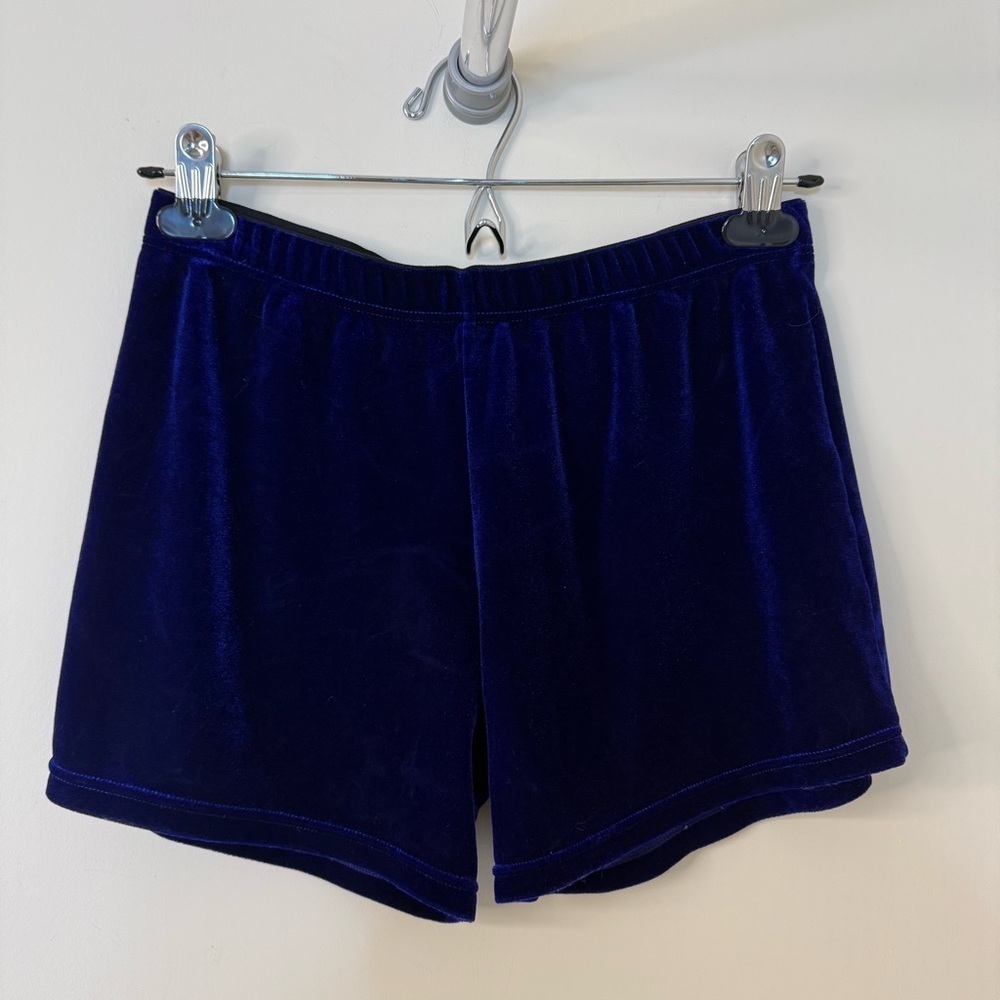 Jed North Sapphire Blue Faux Velvet Biker Shorts | Soft Stretchy 100% Polyester